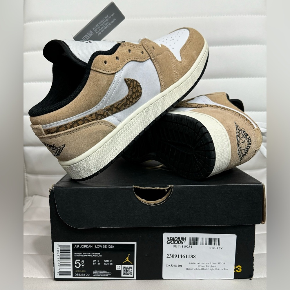 Jordan Women's Low SE Sneakers in Tan and White